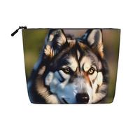 GaxfjRu Bonita bolsa de maquillaje de viaje con estampado de husky, bolsa de aseo con cremallera, organizador de maquillaje para mujer, Negro -, Talla única