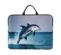 GaxfjRu Bonita funda de bolsillo para computadora portátil resistente a la impresión de delfín, bolsa de transporte compatible con laptop de 14 pulgadas, Black, Talla única