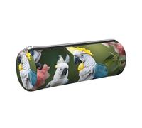 GaxfjRu Bonita funda de piel con cremallera para bolígrafos y lápices, diseño de cacatúa, pájaro, flor, suave