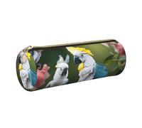 GaxfjRu Bonita funda de piel con cremallera para bolígrafos y lápices, diseño de cacatúa, pájaro, flor, suave