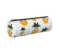 GaxfjRu Bonita funda de piel de piña con cremallera para bolígrafos y lápices, bolsa suave de grano