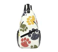 GaxfjRu Bonita mochila cruzada pequeña con estampado de huellas de perro, bolsa de pecho, riñonera para exteriores