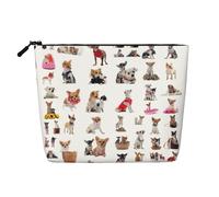 GaxfjRu Bonito bolso de viaje con estampado de carlino de chihuahua, bolsa de aseo con cremallera, organizador de maquillaje para mujer, Negro -, Talla única