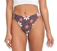 GaxfjRu Bragas invisibles suaves con estampado de girasol blanco para mujer, tangas elásticas sin costuras, ropa interior invisible, Negro, S