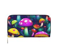 GaxfjRu Bright Mushrooms - Cartera larga de piel para hombre, diseño de hongos, estilo vintage, tarjetero para tarjetas de crédito
