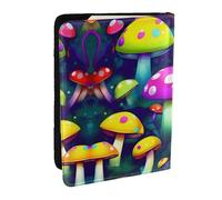 GaxfjRu Bright Mushrooms - Funda para pasaporte con impresión artística de hongos para viajes, organizador de viaje, funda para tarjetas de crédito, Black, Talla única
