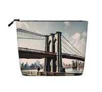 GaxfjRu Brooklyn Bridge - Bolsa de maquillaje de viaje con cremallera, organizador de maquillaje para mujer, Negro -, Talla única