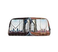 GaxfjRu Brooklyn Bridge - Estuche de piel tridimensional portátil con forro de PVC para maquillaje, monedero, estuche especial para lápices