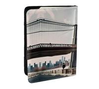 GaxfjRu Brooklyn Bridge - Funda de piel con estampado de puente de Brooklyn para pasaporte, funda impermeable para pasaporte para mujeres y hombres, Black, Talla única