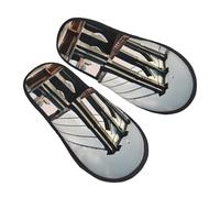 GaxfjRu Brooklyn Bridge - Pantuflas de invierno de felpa para uso en interiores, pantuflas de casa suaves y cálidas para invitados y comodidad en el hogar, unisex, Negro, 36.5 EU