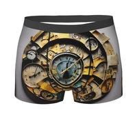 GaxfjRu Calzoncillos elásticos con estampado artístico de reloj para hombre, ropa interior de doble cara, para uso diario, Negro, XL