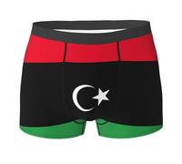 GaxfjRu Calzoncillos elásticos con estampado de bandera de Libia para hombre, calzoncillos de doble cara para uso diario, Negro, L