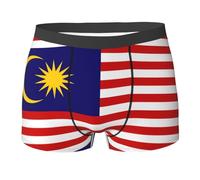 GaxfjRu Calzoncillos elásticos con estampado de bandera de Malasia para hombre, ropa interior de doble cara para uso diario, Negro, S