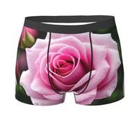 GaxfjRu Calzoncillos elásticos con estampado de flor de rosa rosa para hombre, calzoncillos de doble cara para uso diario, Negro, S