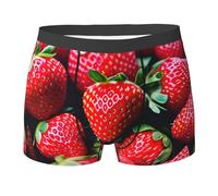 GaxfjRu Calzoncillos elásticos con estampado de fresa fresca para hombre, calzoncillos de doble cara para uso diario, Negro, S