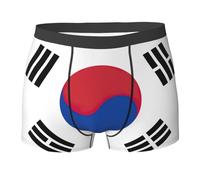 GaxfjRu Calzoncillos elásticos con estampado de la bandera de la República de Corea para hombre, ropa interior de moda con estampado de doble cara para uso diario, Negro, XXL