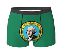 GaxfjRu Calzoncillos elásticos con estampado de la bandera de Washington para hombre, ropa interior de doble cara para uso diario, Negro, L