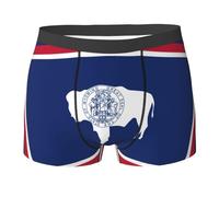 GaxfjRu Calzoncillos elásticos con estampado de la bandera del estado de Wyoming, ropa interior para hombre, de doble cara, para uso diario, Negro, XXL
