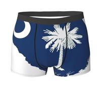 GaxfjRu Calzoncillos elásticos con estampado de mapa de la bandera de Carolina del Sur, ropa interior de moda para hombre, calzoncillos estampados de doble cara para uso diario, Negro, L