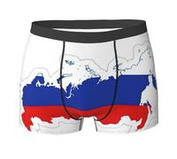 GaxfjRu Calzoncillos elásticos con estampado de mapa de la bandera rusa para hombre, ropa interior de moda con estampado de doble cara para uso diario, Negro, M