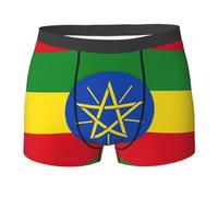 GaxfjRu Calzoncillos elásticos estampados con la bandera de Etiopía para hombre, de moda, de doble cara, para uso diario, Negro, XXL