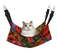 GaxfjRu Cama ajustable para gatos con diseño de hojas rojas y frutas, para ventana, acogedora cama de terciopelo para mascotas y descanso para gatitos