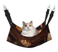 GaxfjRu Cama ajustable para gatos con imagen de bodega de vino tinto para ventana, acogedora cama de terciopelo para mascotas y salón para gatitos