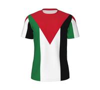 GaxfjRu Camiseta deportiva de secado rápido para hombre, diseño de bandera palestina, que absorbe la humedad, manga corta, para gimnasio y entrenamientos, Negro, XL
