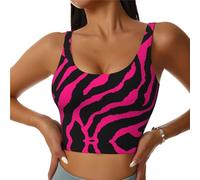 GaxfjRu Camiseta sin mangas para mujer, diseño de cebra, tigre, leopardo, rosa, para entrenamiento, sostén deportivo para mujer, de alto apoyo, con sujetadores integrados y comodidad, Negro, S