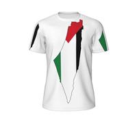 GaxfjRu Camisetas deportivas de secado rápido para hombre, diseño de mapa de la bandera de Palestina, camisetas atléticas que absorben la humedad, camisetas de gimnasio de manga corta para