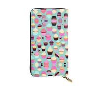 GaxfjRu Cartera de mujer elegante y funcional con patrón de magdalenas, piel sintética con cremallera de metal, cartera pequeña para mujer, Negro -, Talla única, Classic