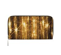 GaxfjRu Cartera larga de cuero con lentejuelas doradas para hombre, con estampado brillante, con aspecto vintage, tarjetero para tarjetas de crédito