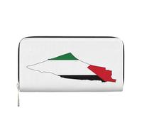 GaxfjRu Cartera larga de piel con diseño de mapa de la bandera de Palestina, para hombre, con diseño de mapa de la bandera de Palestina, tarjetero para tarjetas de crédito