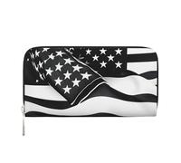 GaxfjRu Cartera larga de piel con estampado de bandera americana en blanco y negro para hombre, estilo vintage, tarjetero para tarjetas de crédito