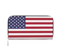 GaxfjRu Cartera larga de piel con estampado de bandera americana para hombre, con diseño de bandera estadounidense, tarjetero de crédito para mujer