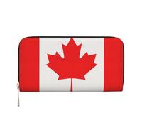 GaxfjRu Cartera larga de piel con estampado de bandera canadiense para hombre, con aspecto vintage, tarjetero para tarjetas de crédito