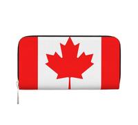 GaxfjRu Cartera larga de piel con estampado de bandera canadiense para hombre, con aspecto vintage, tarjetero para tarjetas de crédito