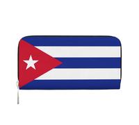 GaxfjRu Cartera larga de piel con estampado de bandera cubana para hombre, estilo vintage, tarjetero para tarjetas de crédito