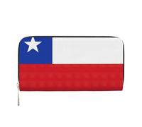 GaxfjRu Cartera larga de piel con estampado de bandera de Chile para hombre, estilo vintage, tarjetero para tarjetas de crédito