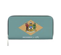 GaxfjRu Cartera larga de piel con estampado de bandera de Delaware para hombre, estilo vintage, tarjetero para tarjetas de crédito