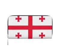 GaxfjRu Cartera larga de piel con estampado de bandera de Georgia para hombre, con diseño de chequera, tarjetero para mujer