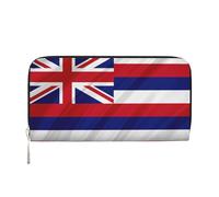 GaxfjRu Cartera larga de piel con estampado de bandera de Hawái para hombre, estilo vintage, tarjetero para tarjetas de crédito