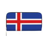 GaxfjRu Cartera larga de piel con estampado de bandera de Islandia para hombre, estilo vintage, tarjetero para tarjetas de crédito
