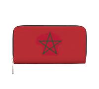 GaxfjRu Cartera larga de piel con estampado de bandera de Marruecos para hombre, estilo vintage, tarjetero para tarjetas de crédito