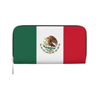 GaxfjRu Cartera larga de piel con estampado de bandera de México para hombre, estilo vintage, tarjetero para tarjetas de crédito