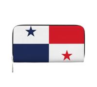 GaxfjRu Cartera larga de piel con estampado de bandera de Panamá para hombre, estilo vintage, tarjetero para tarjetas de crédito