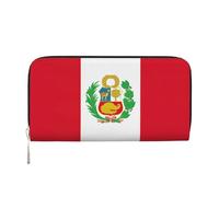 GaxfjRu Cartera larga de piel con estampado de bandera de Perú para hombre, estilo vintage, tarjetero para tarjetas de crédito