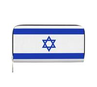 GaxfjRu Cartera larga de piel con estampado de bandera israelí para hombre, estilo vintage, tarjetero para tarjetas de crédito