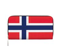 GaxfjRu Cartera larga de piel con estampado de bandera noruega para hombre, estilo vintage, tarjetero para tarjetas de crédito