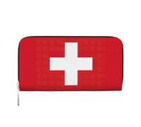 GaxfjRu Cartera larga de piel con estampado de bandera suiza para hombre, estilo vintage, tarjetero para tarjetas de crédito